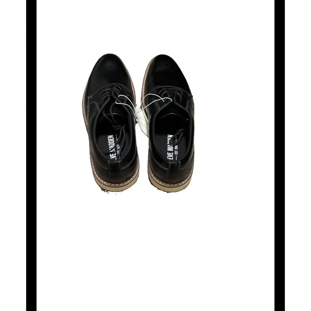 Steve Madden P-Jansen Mens Black Dress Shoes Oxford Lace Up P-JANSEN Size 8.5